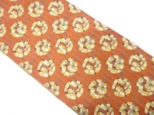 万寿菊に毘沙門亀甲模様織り出し　名古屋帯